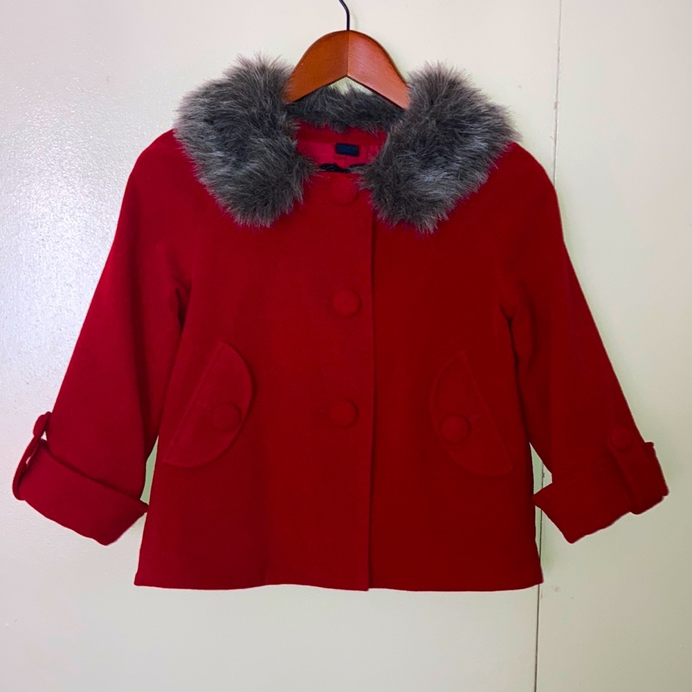 Jack by BB Dakota faux fur collared coat- Red- Size XS